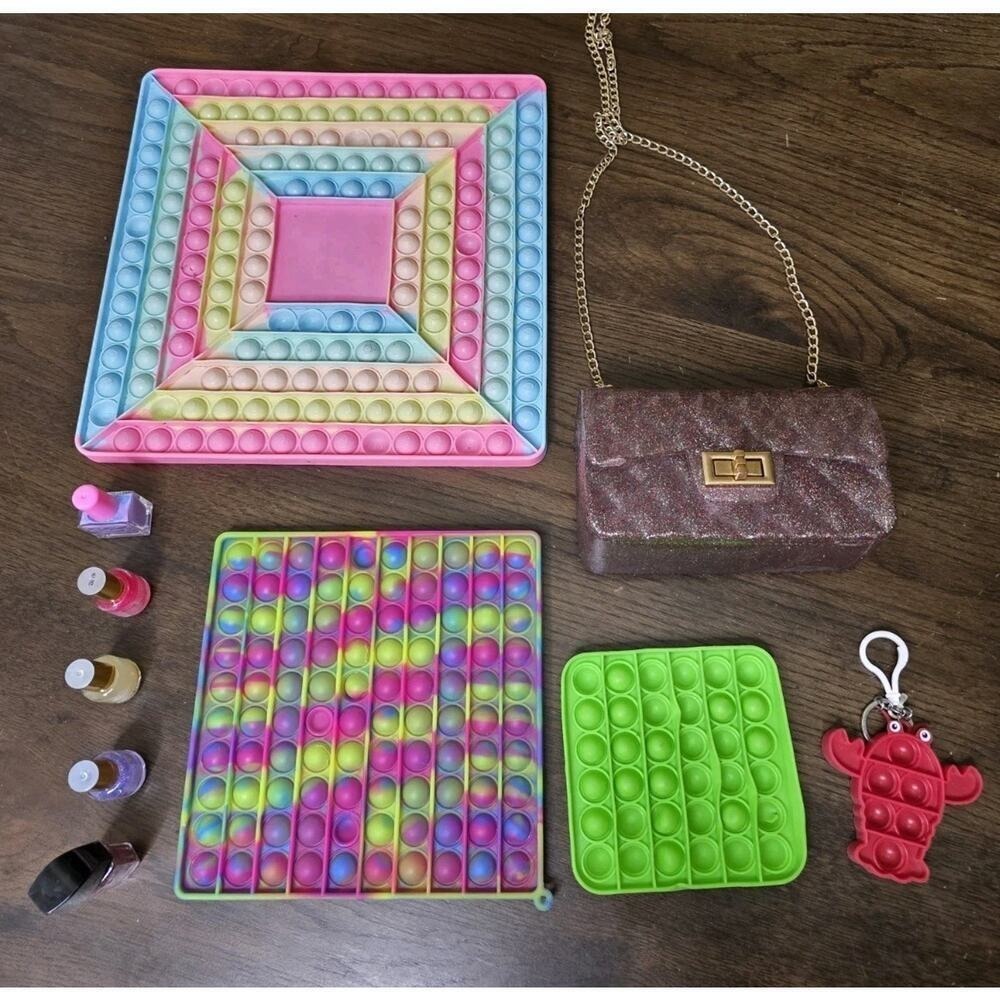 Sensory Toy Lot Fidget Pop It Autism Stress Relief 10 PC Set Girls Purse